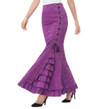 Belle Poque Women Vintage Retro Victorian Style High Stretchy Ruffled Fishtail Mermaid Long Skirt Women Sexy Skirts BP000204-4